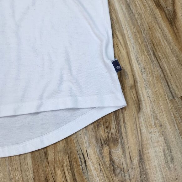 🐞Mountain Hardware White Vneck Hi-Low Short Sleeve Top Medium - Picture 8 of 11